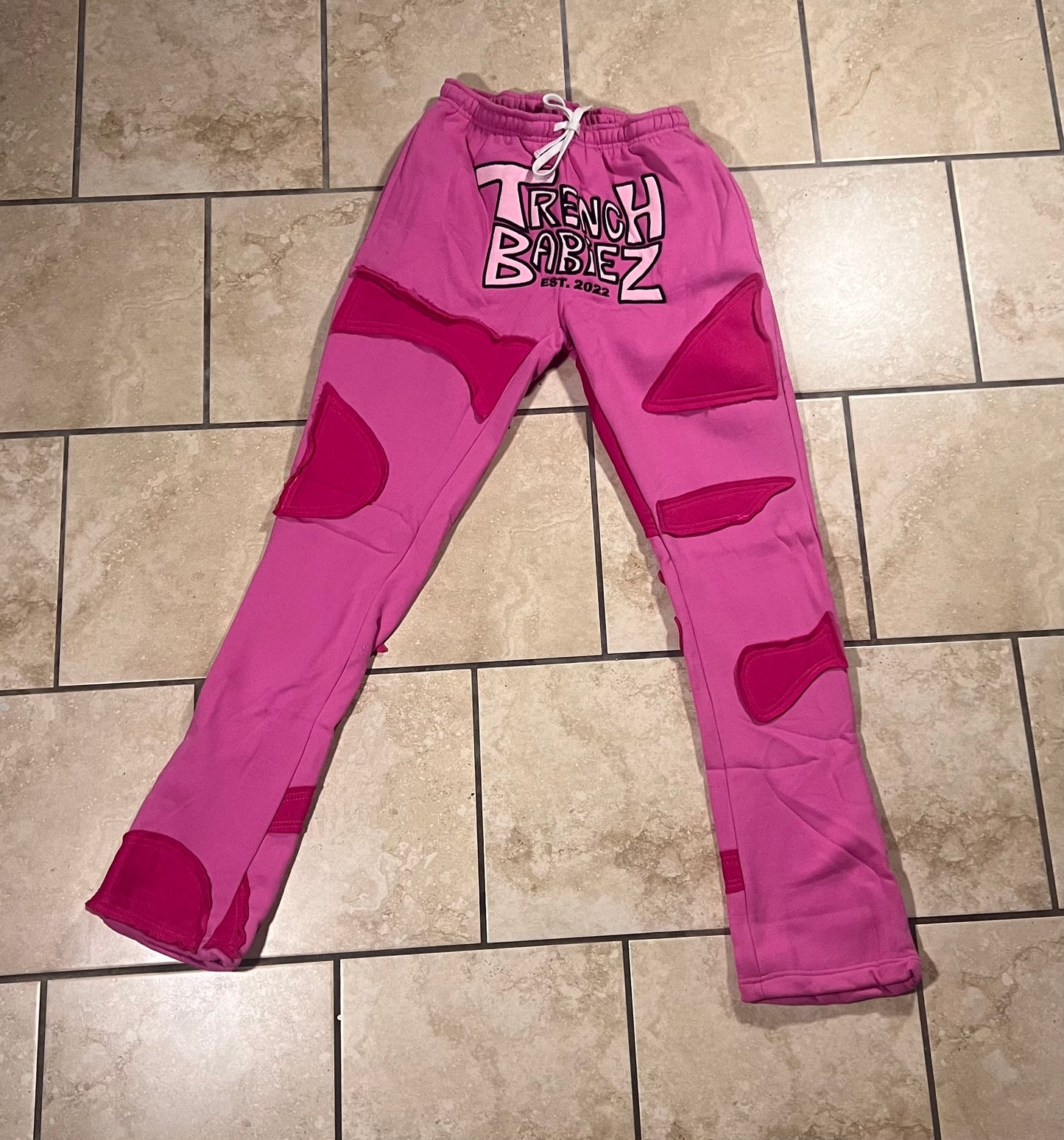 Pink/pink stacked patch sweatsuit