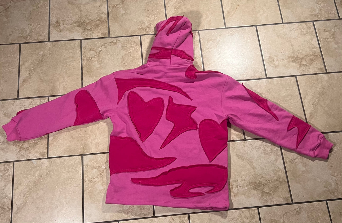 Pink/pink stacked patch sweatsuit