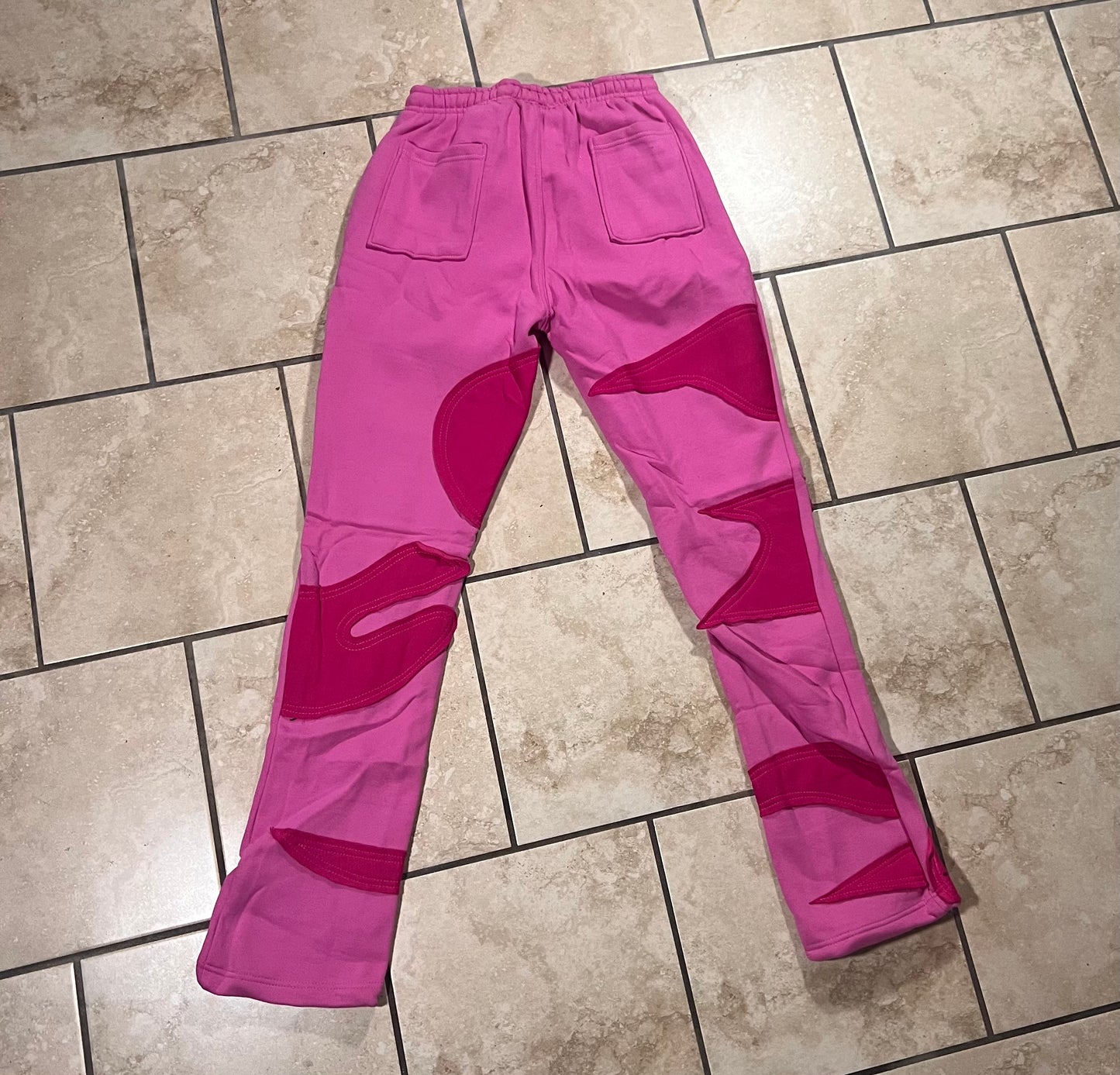 Pink/pink stacked patch sweatsuit