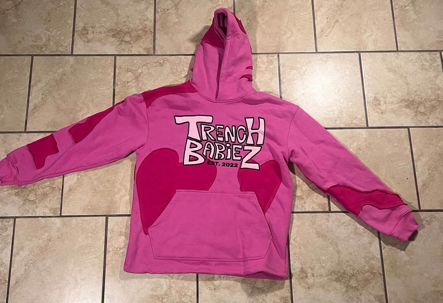 Pink/pink stacked patch sweatsuit